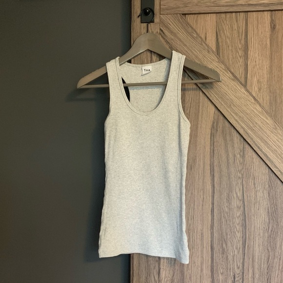 Grey TNA Ribbed Racer-Back Tank, XS - Picture 1 of 3